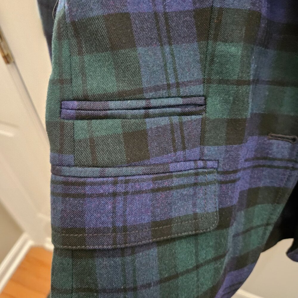 J. Crew Women's Green & Navy Plaid Blazer - Picture 6 of 8